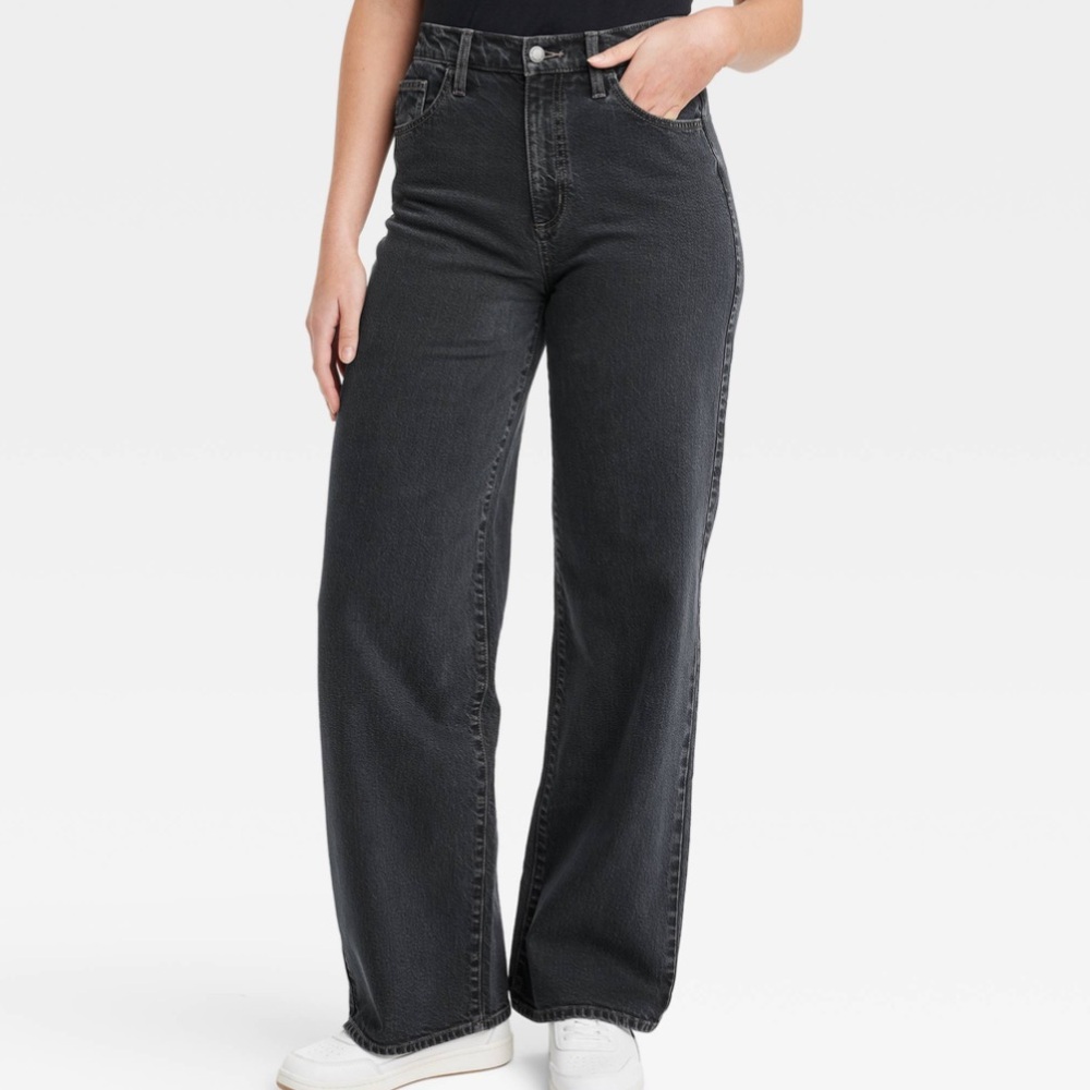 Women's High-Rise Wide Leg Jeans - Universal Thread™ Black Wash